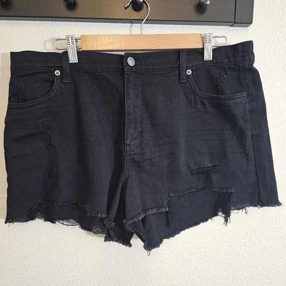 aerie Pants - Aerie Black Distressed Jean Shorts